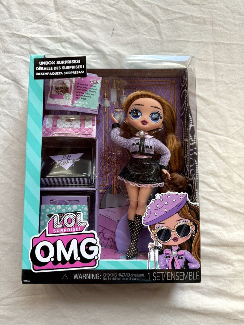 NEW Sealed L.O.L. Surprise! O.M.G. Pose Fashion Doll Purple Beret Accessories